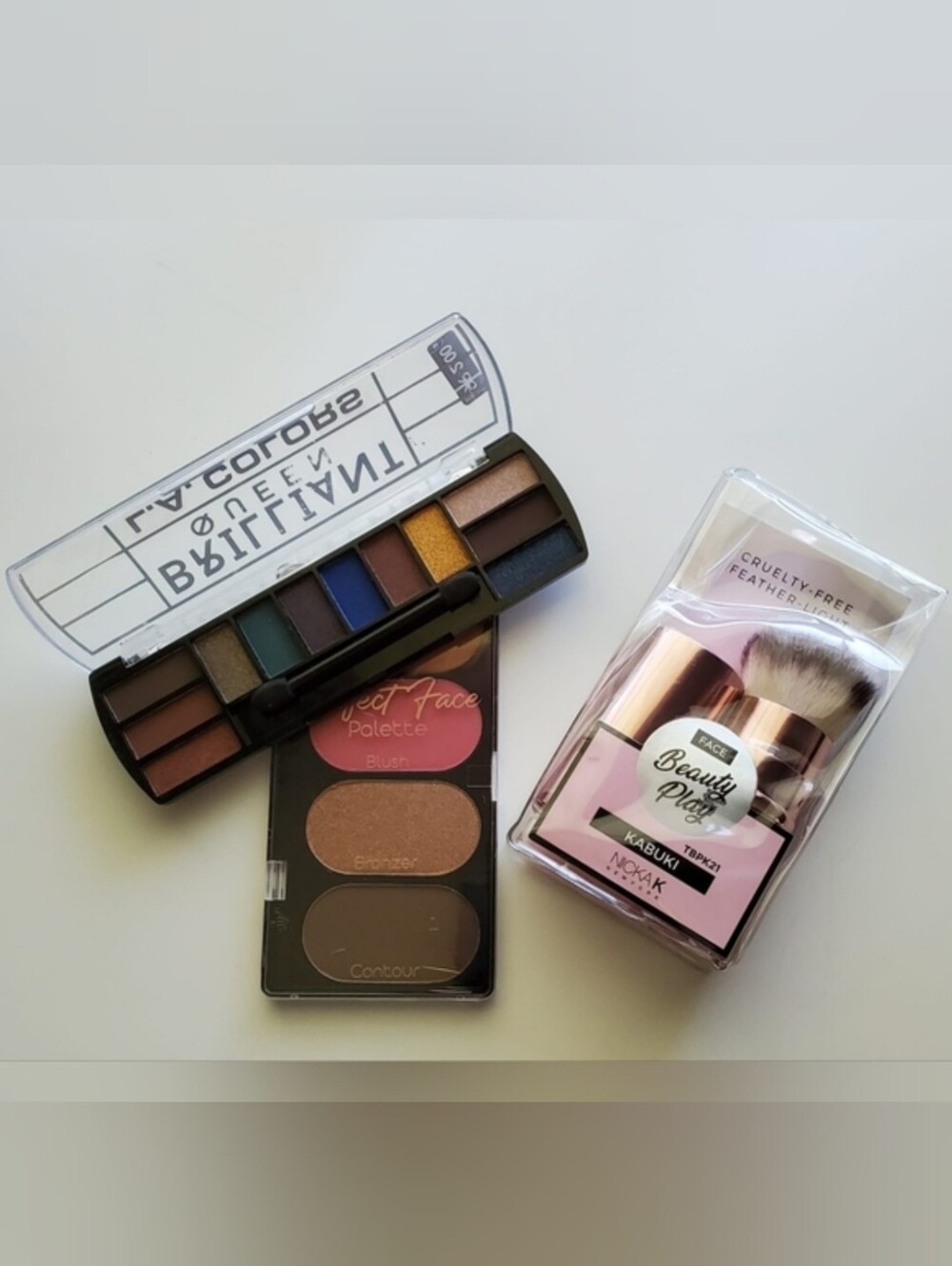 Travel Makeup Bundle: 2 Palettes and 1 Kabuki Brush